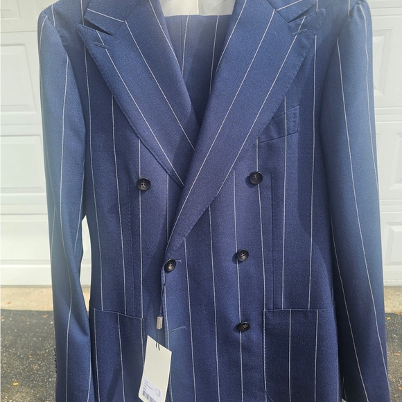 Suitsupply Blue Pinstripe Double-Breasted Suit - Picture 1 of 8